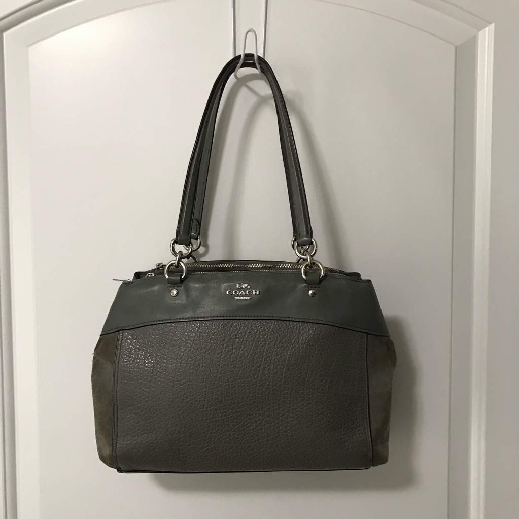 Coach Brooke Carrryall Dark Gray Leather Shoulder Bag F31418 Euc